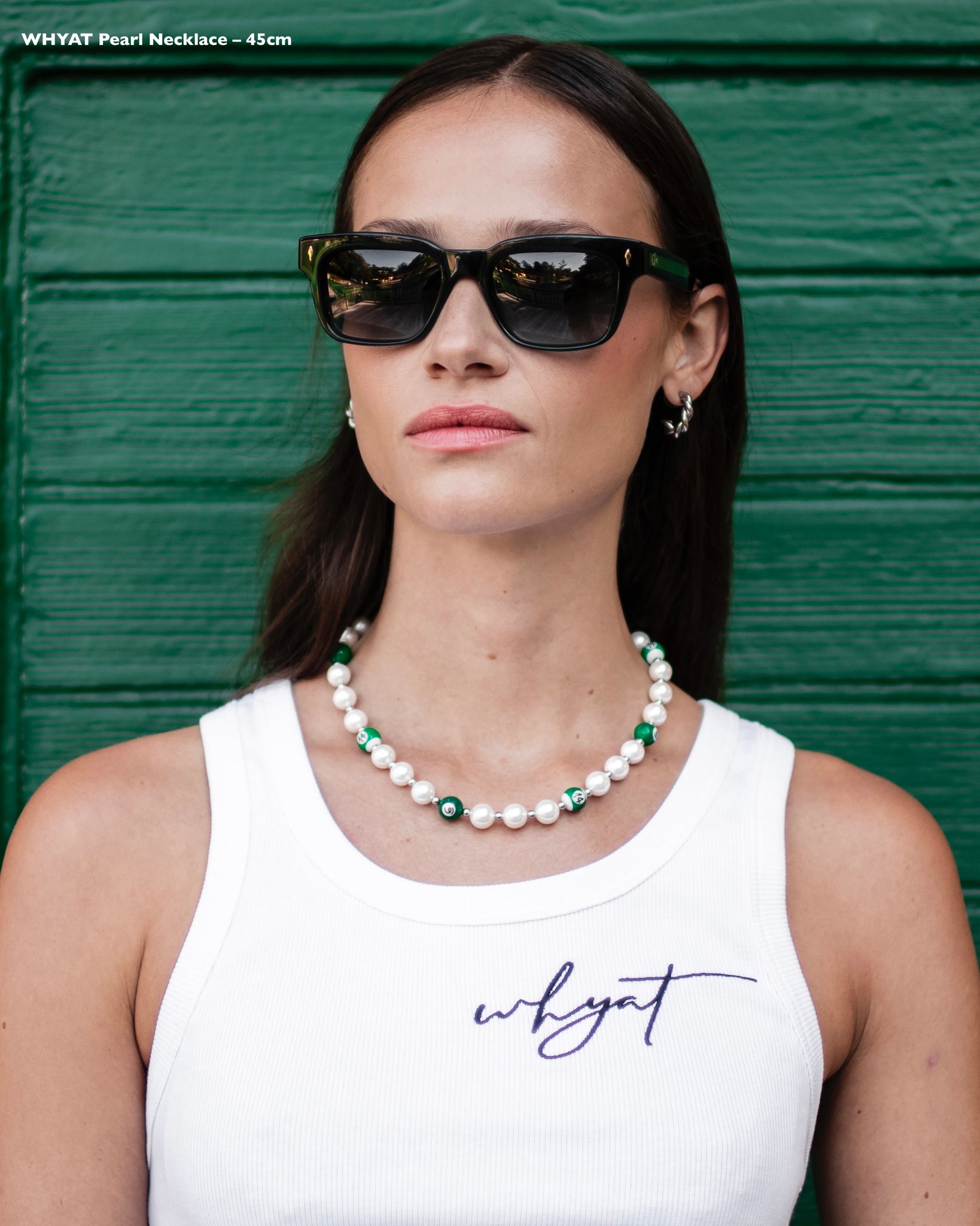 WHYAT hand-painted billiards Pearl Necklace - green