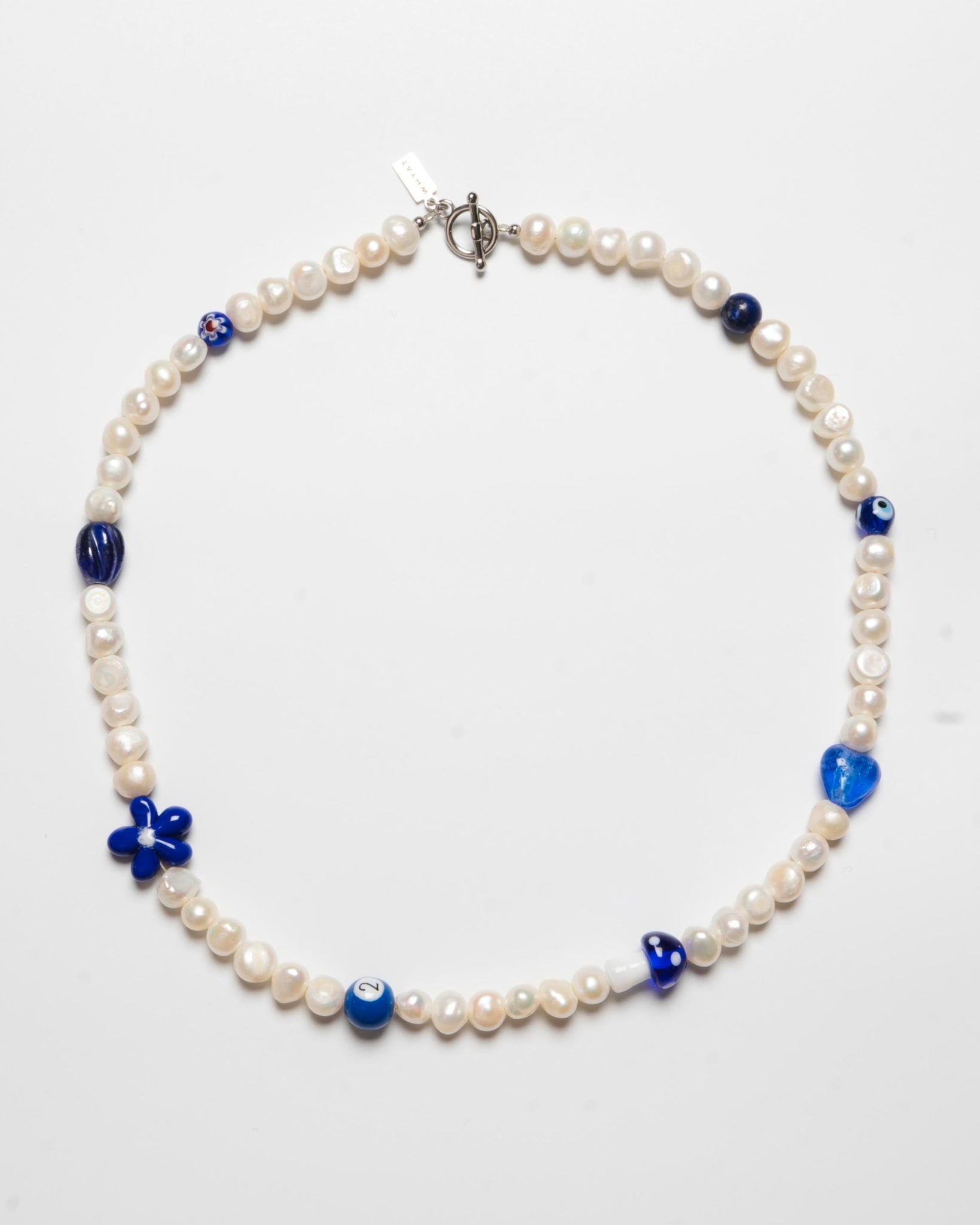 WHYAT Freshwater Pearl Necklace Blue Charms - Main Image