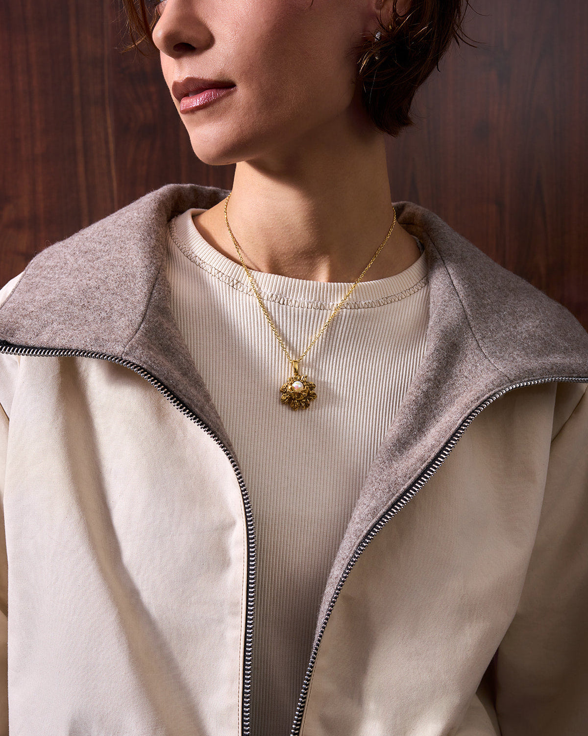 WHYAT Handmade Jacket Wing-collar - "Dry oil Skin-Beige"