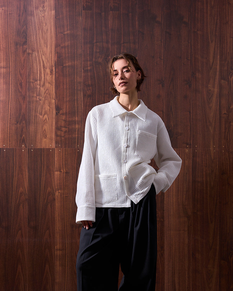 WHYAT Handmade Overshirt Waffle Pique- "White"