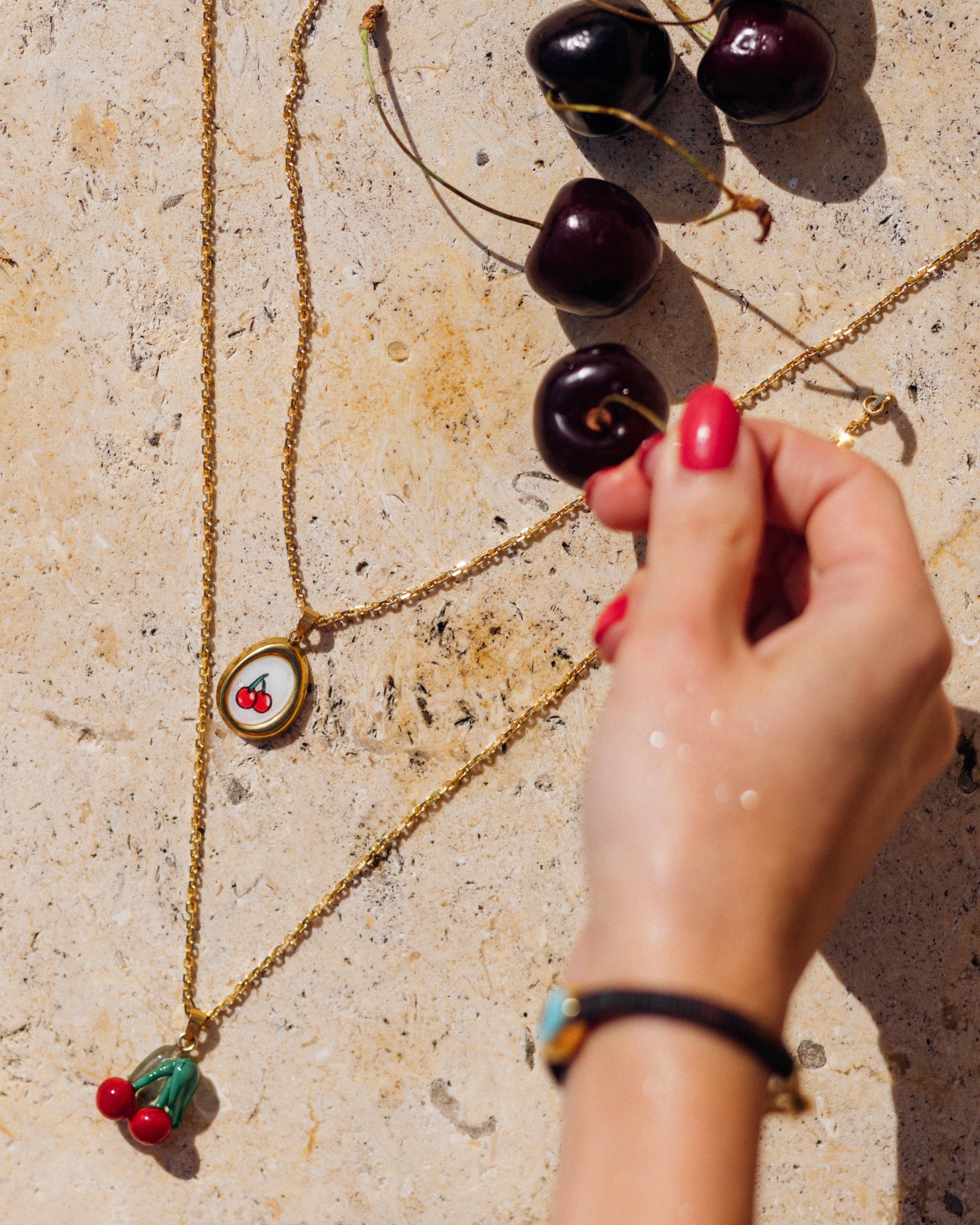 necklace with cherry pendant