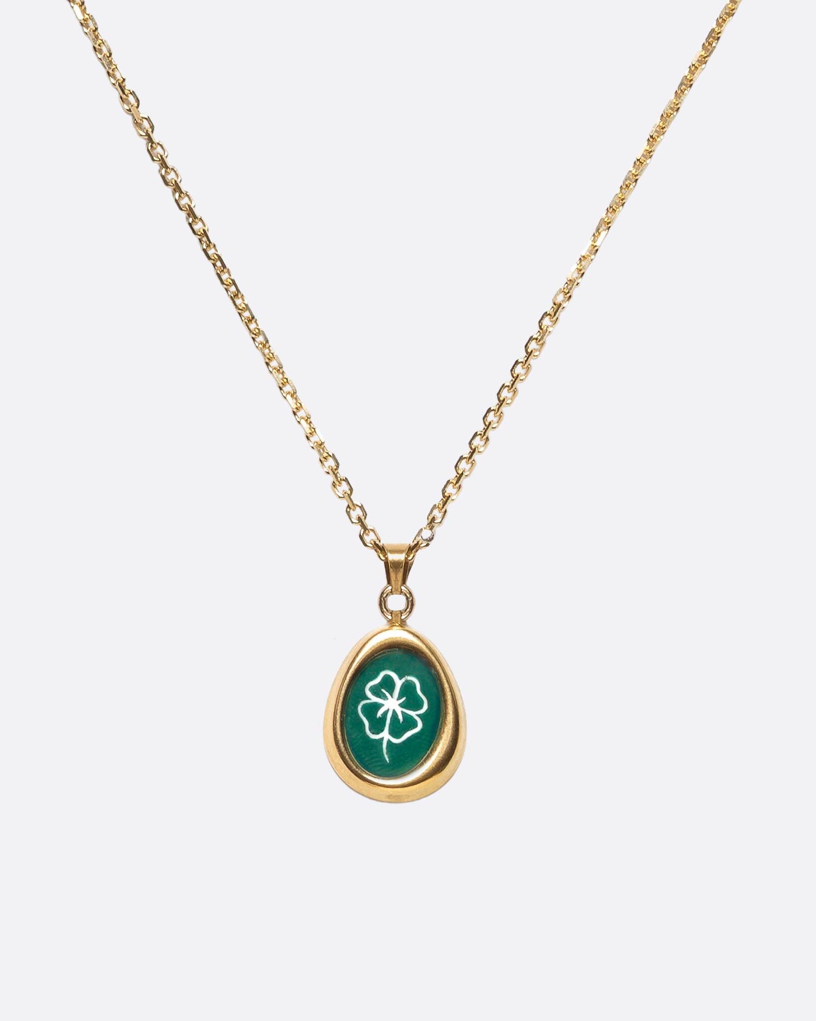 WHYAT Hand-painted Clover Pendant Necklace