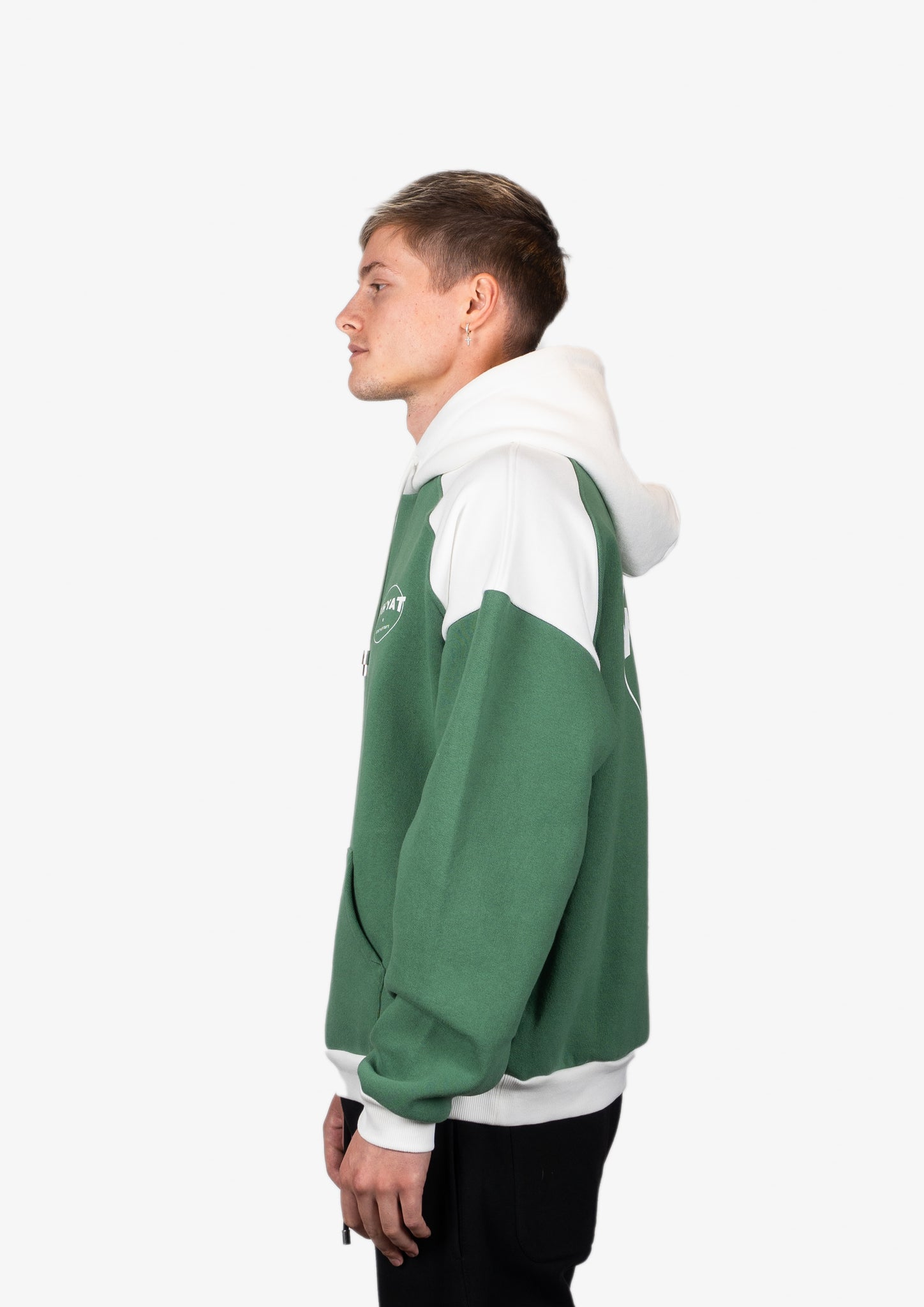 WHYAT HOODIE CIRCLE LOGO -GREEN/WHITE