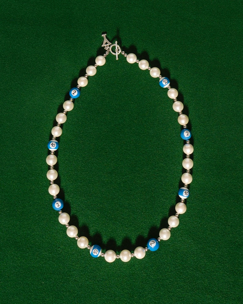 WHYAT hand-painted billiards Pearl Necklace – blue