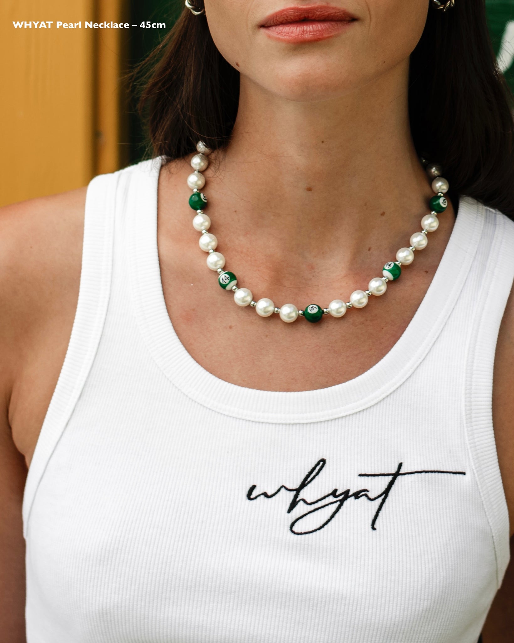 WHYAT hand-painted billiards Pearl Necklace – green