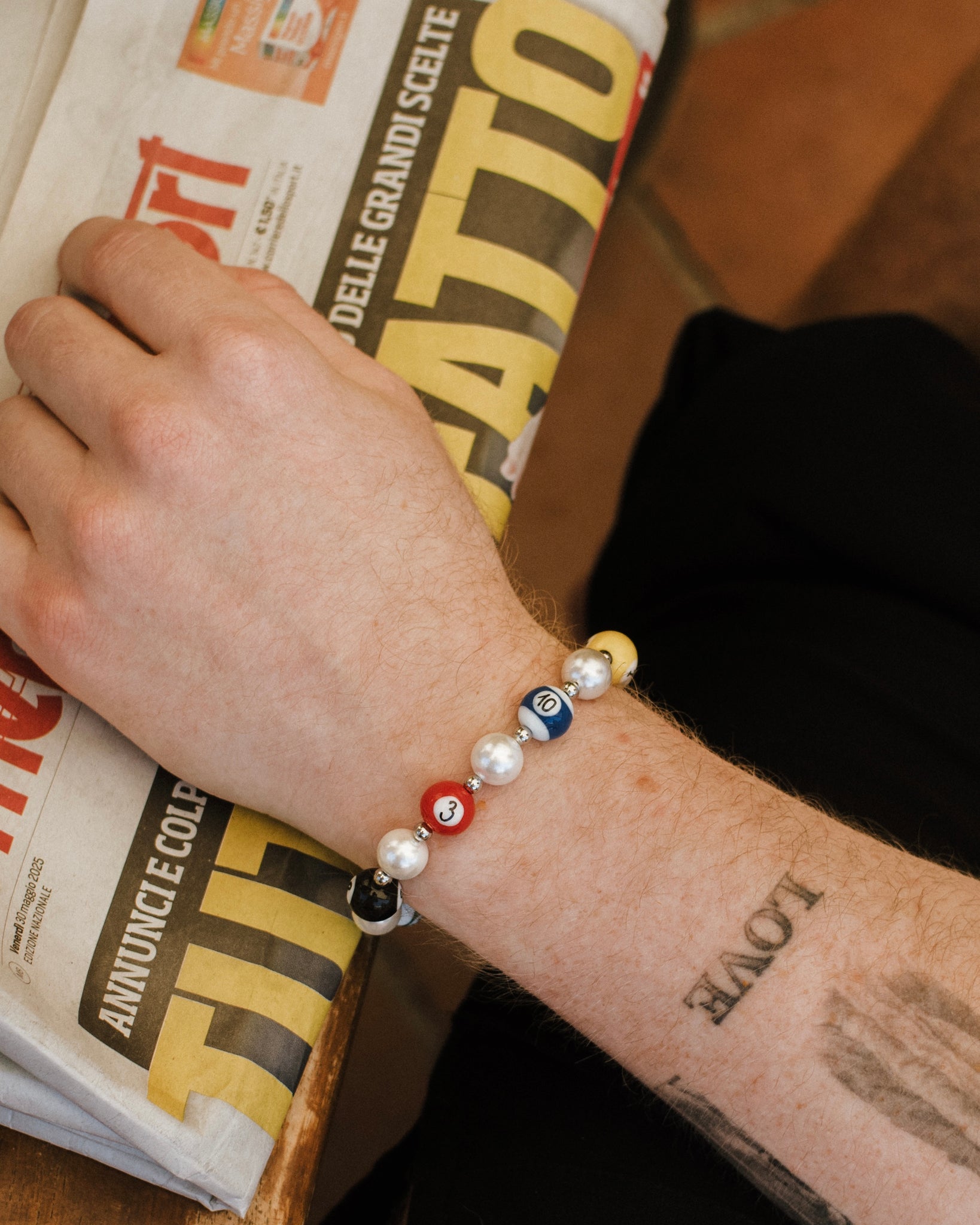 WHYAT Hand-painted Billiards Pearl Bracelet