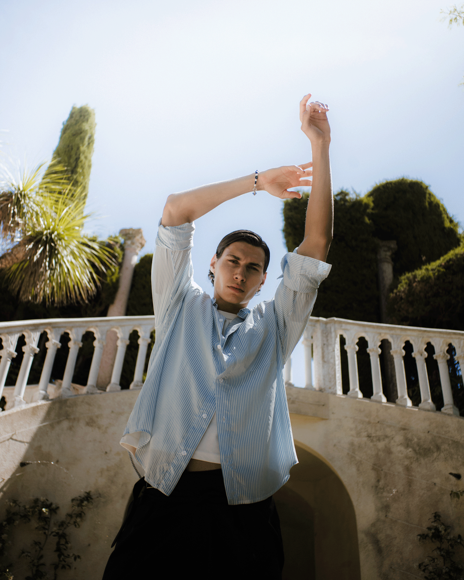 WHYAT Handmade Striped Shirt - Blue
