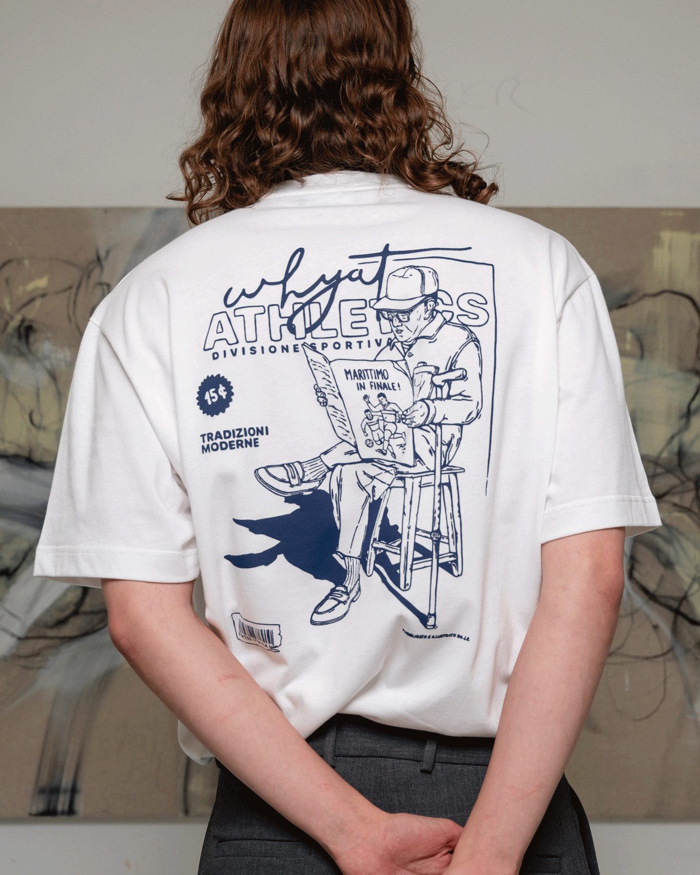 WHYAT TEE "LA RIVISTA MILANO" VINTAGE WHITE/BLUE