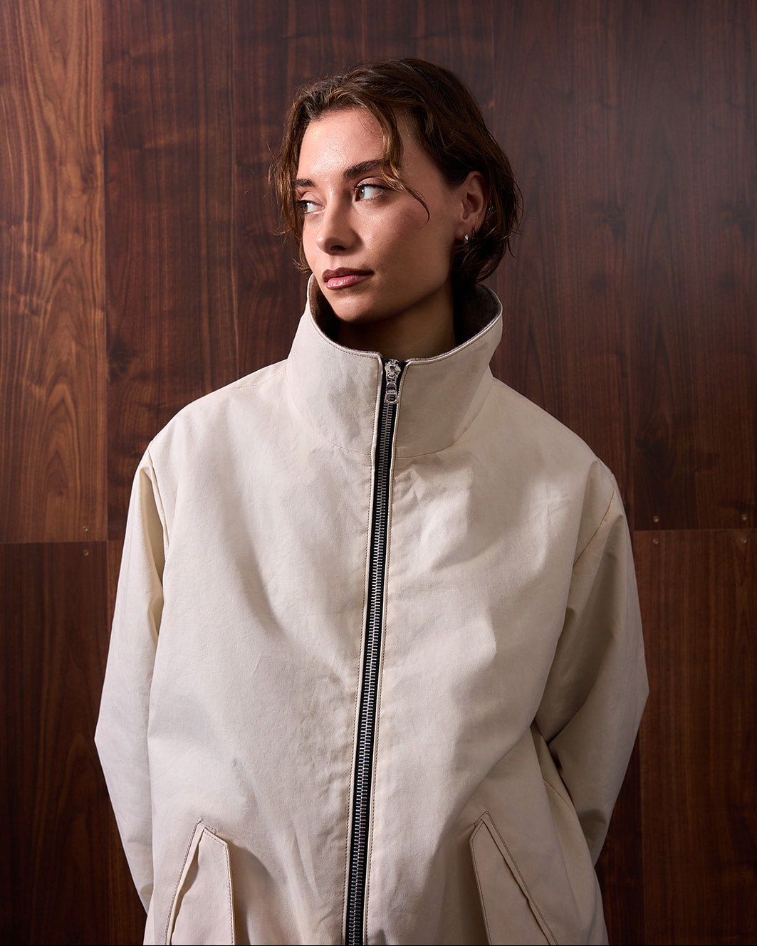 WHYAT Handmade Jacket Wing-collar - "Dry oil Skin-Beige"