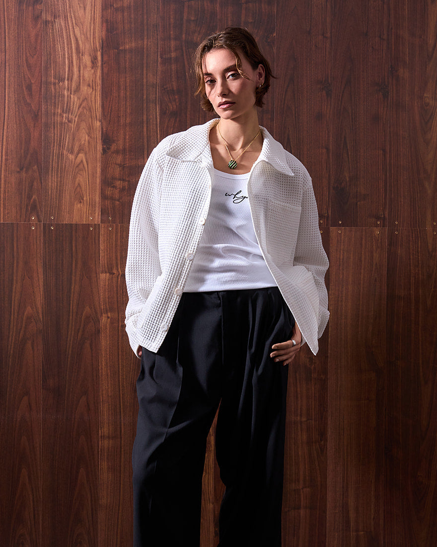 WHYAT Handmade Overshirt Waffel Pique- "White"