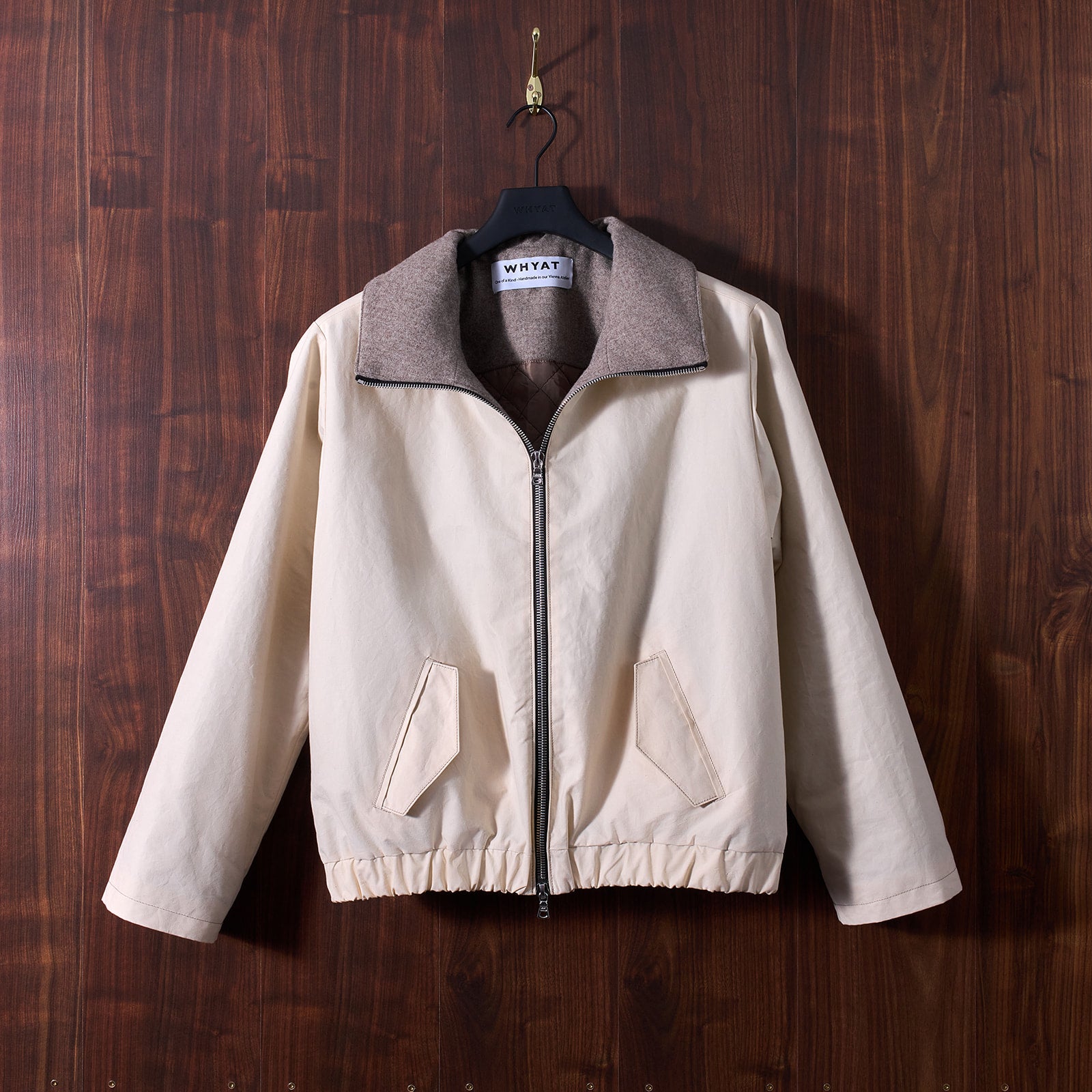 WHYAT Handmade Jacket Wing-collar - "Dry oil Skin-Beige"