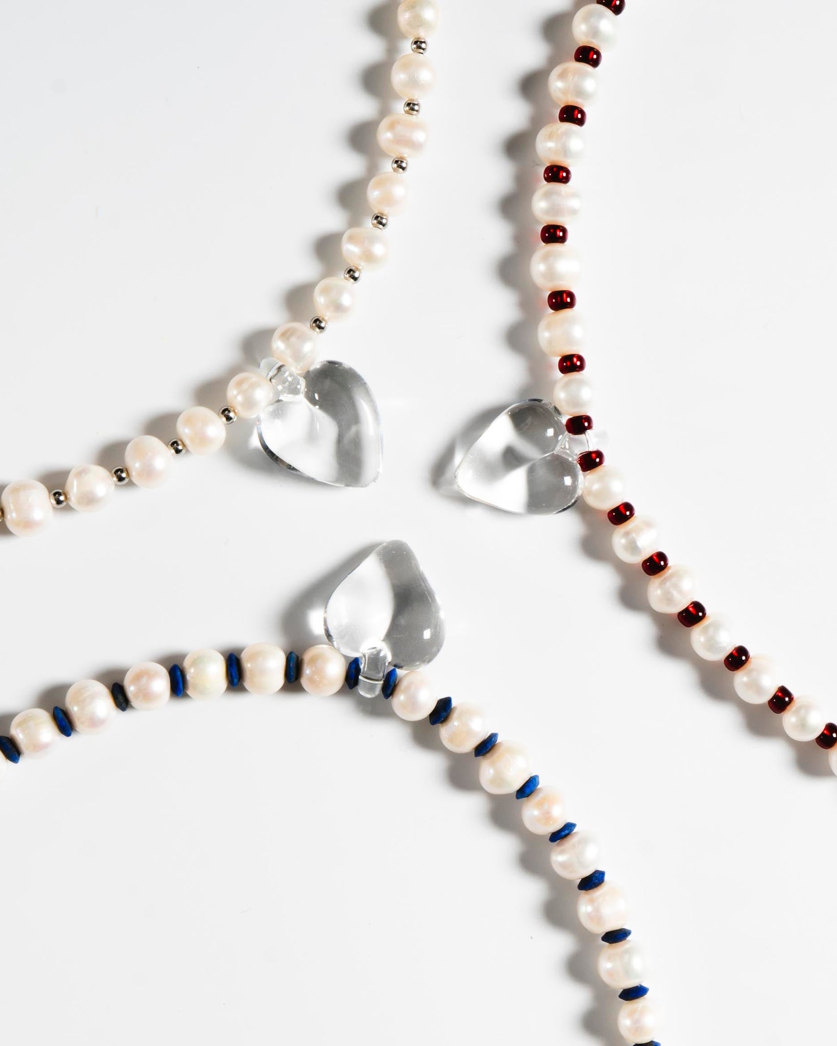 Glass Heart Pearl Necklace