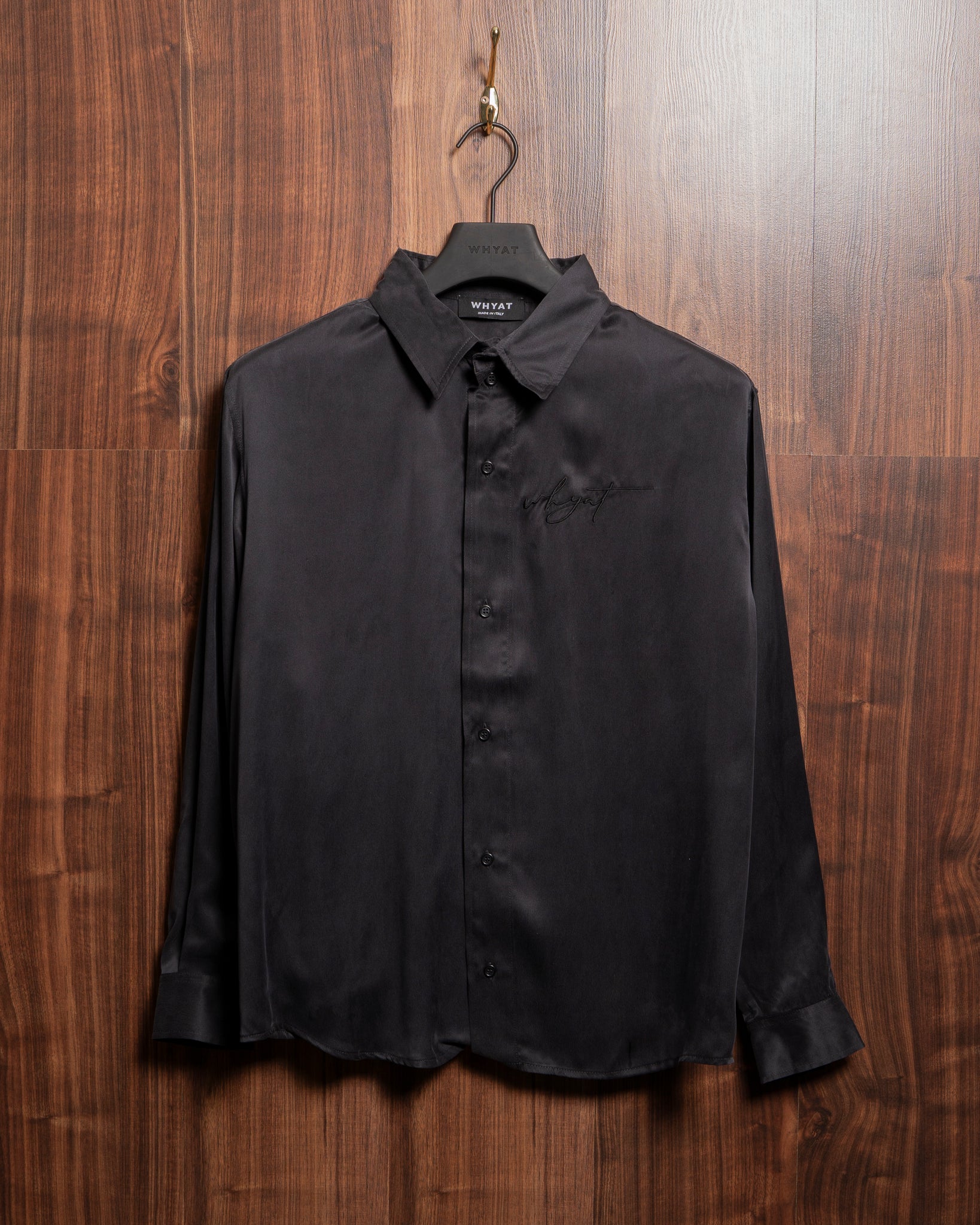 WHYAT SILK SHIRT SIGNATURE BLACK