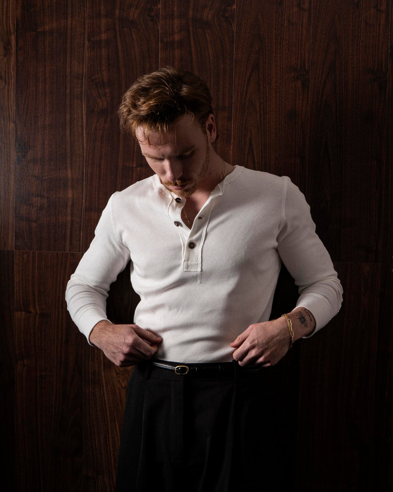 WHYAT RIB Henley Longsleeve / WHITE