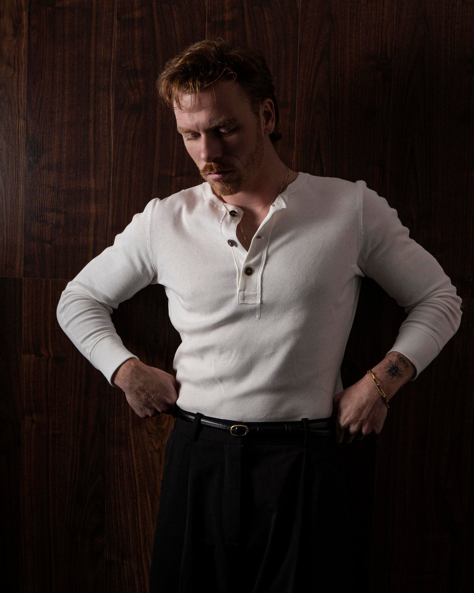 WHYAT RIB Henley Longsleeve / WHITE